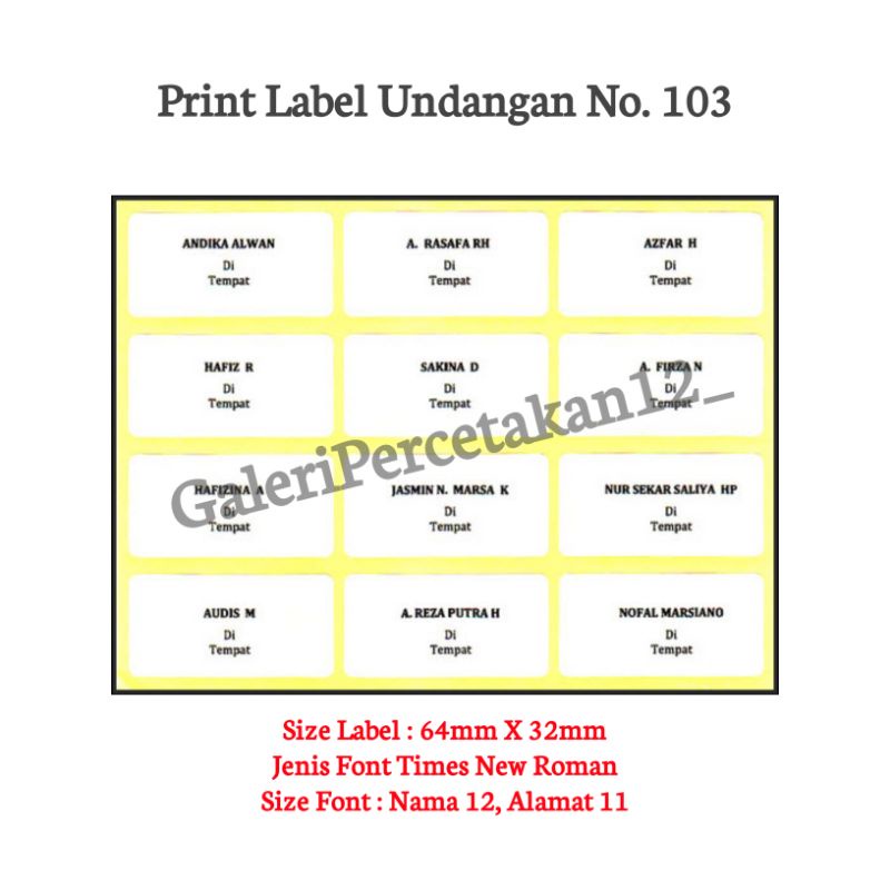 Jual Label undangan/Stiker Undangan/Stiker Nama/ Stiker Label Nama