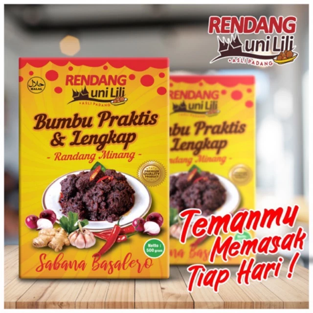 Hasil masakan rendang daging sapi menggunakan bumbu instan Uni Lili yang hitam pekat