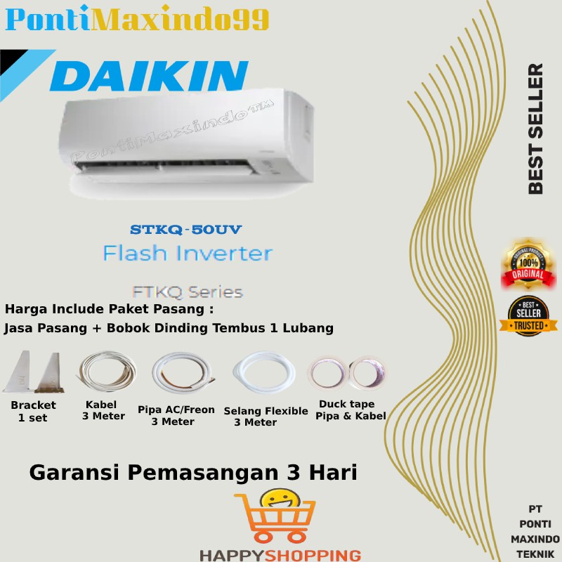 Jual AC DAIKIN INVERTER R32 FTKQ-50UVM 2PK + PEMASANGAN | Shopee Indonesia