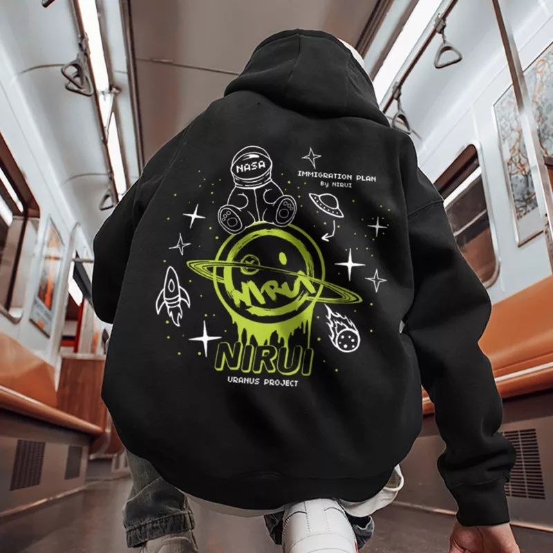 Sweater Pullover Planet kosmik Hoodie pria/wanita