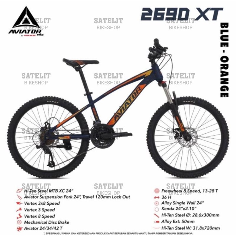 Jual Sepeda Gunung Mtb Mountain Bike Aviator 2690 Xt Ukuran 24 Inch
