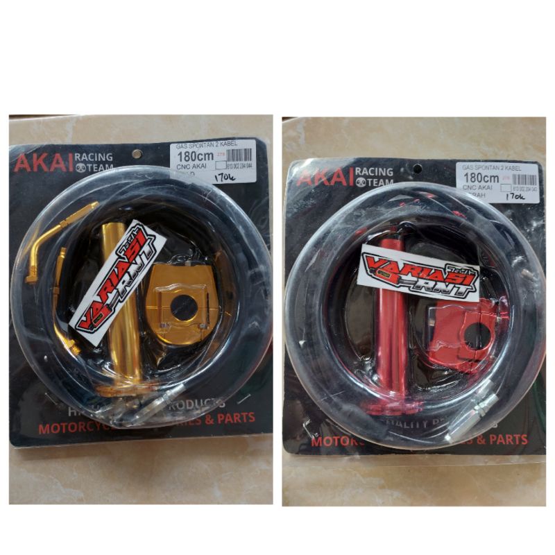 Jual Gas Spontan 2 Kabel 180cm Akai Racing Team CNC Gold Kuning & Merah ...