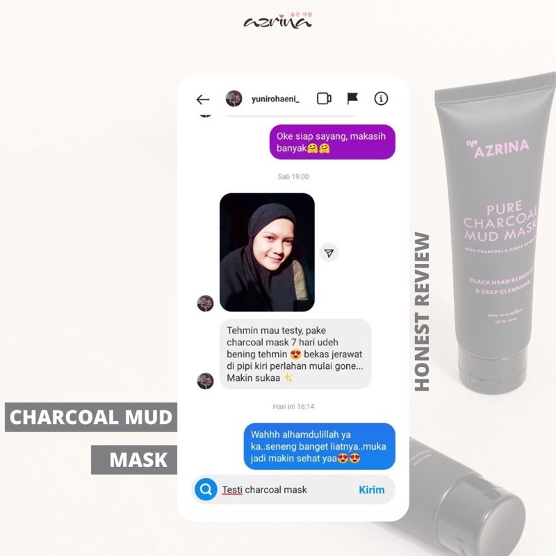 Jual MFI - AZRINA PURE CHARCOAL MUD MASK ACNE CLAY MASK 50 ML BPOM ...