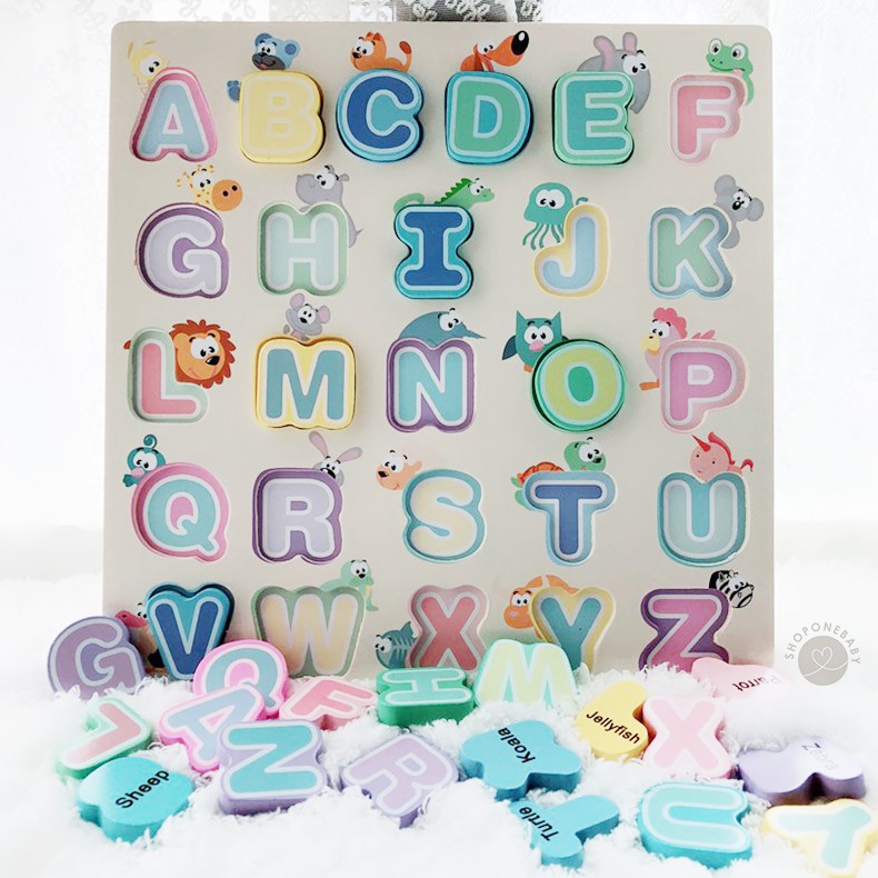 Jual INSTAN Animal Alphabet Puzzle Learn ABC Mainan Kayu Edukasi ...