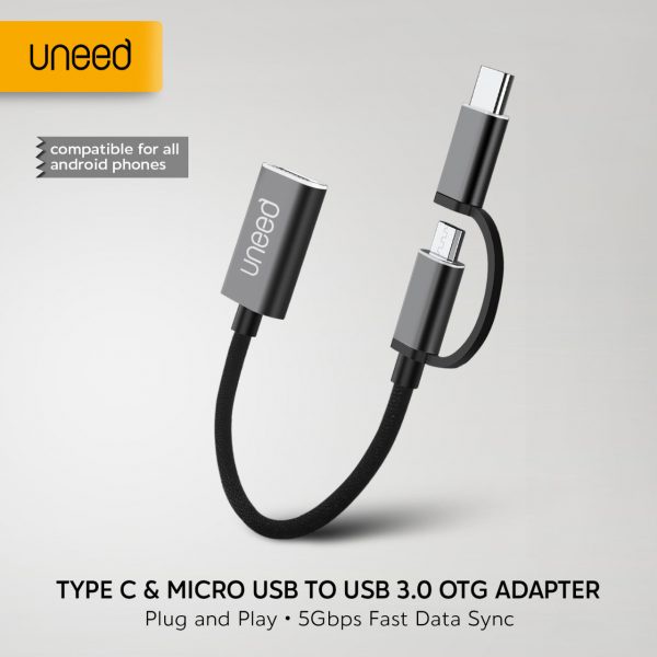 Jual OTG Uneed in Type C Micro USB Lightning to USB