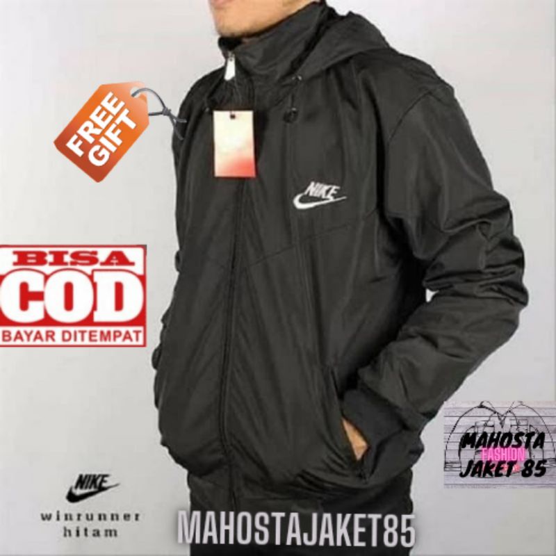 Jual Jaket Pria NIKE Parasut Windrunner Polos Sporty Olahraga FREEGIFT Sepeda Running bisa kirim cod Shopee Indonesia