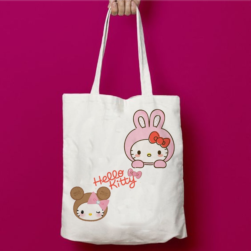 Totebag Tote Bag Korea Kanvas Hello Kitty My Mellody Lucu Tas Goodie Bag  Ulang Tahun Anak Cute