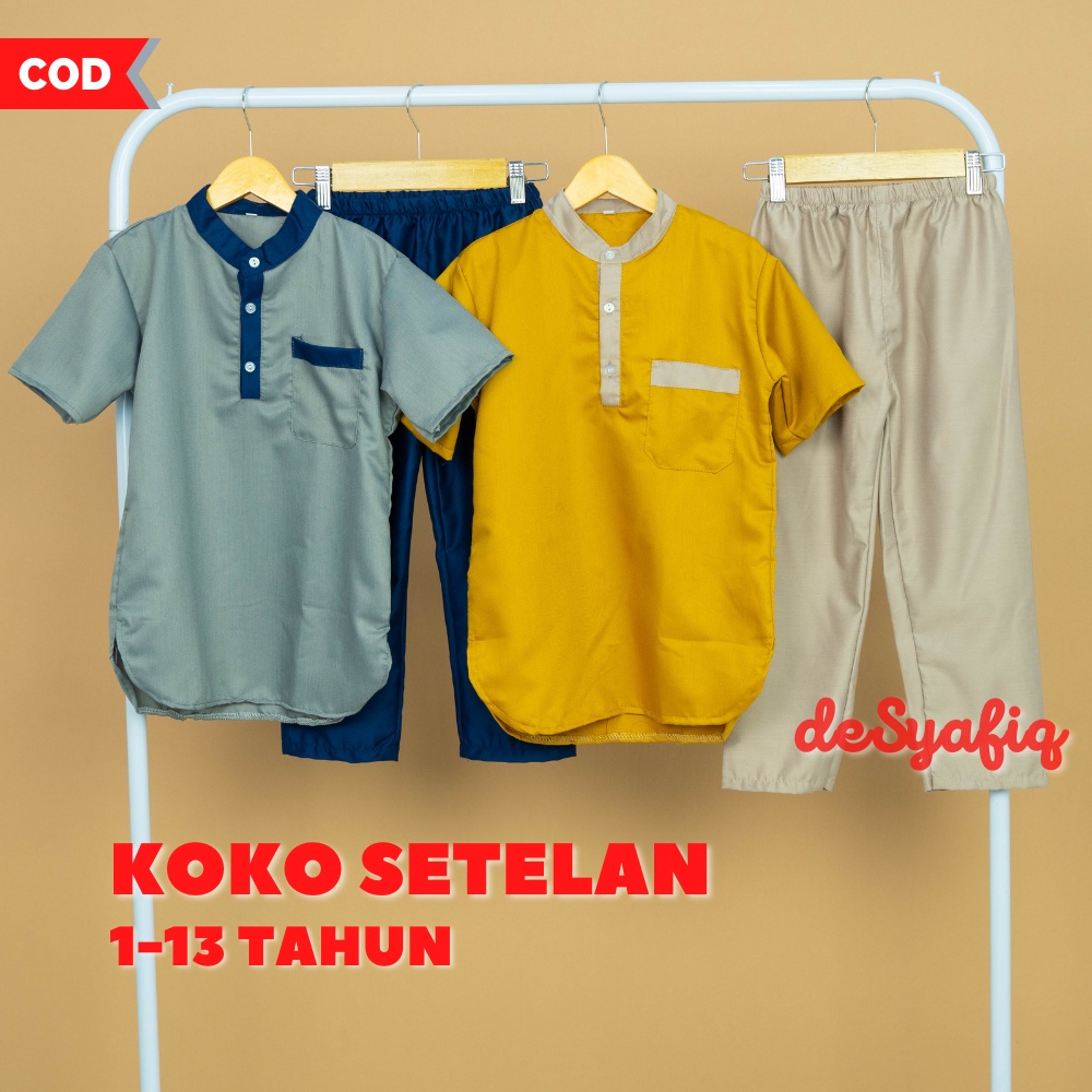 Jual Setelan Baju Koko Celana Anak Toyobo Cowok Laki - Laki Katun