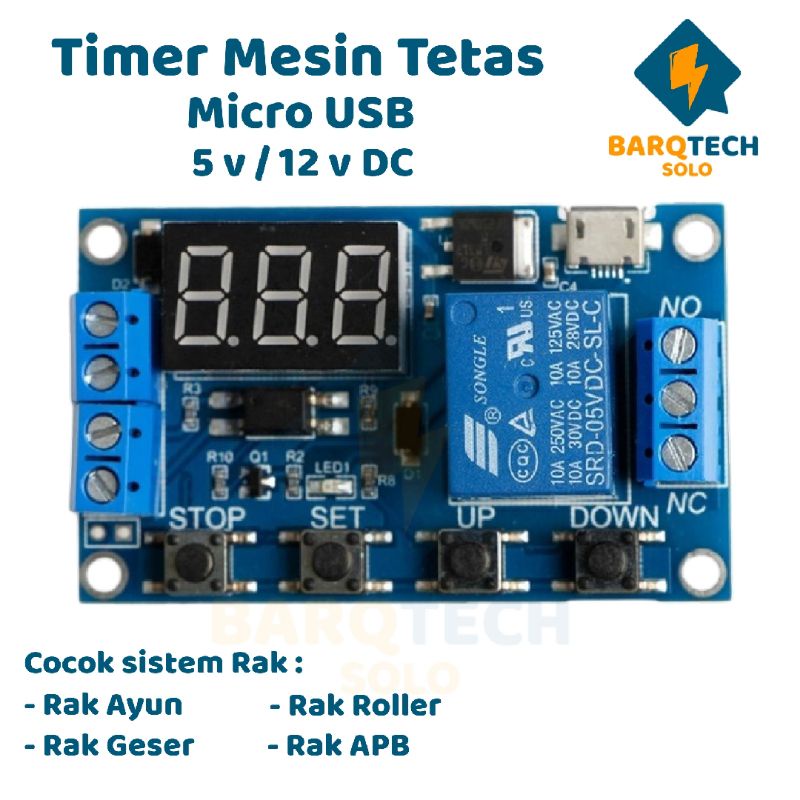 Jual Timer Saklar Delay Relay Mesin Tetas port Micro Usb 5v / 12v DC ...