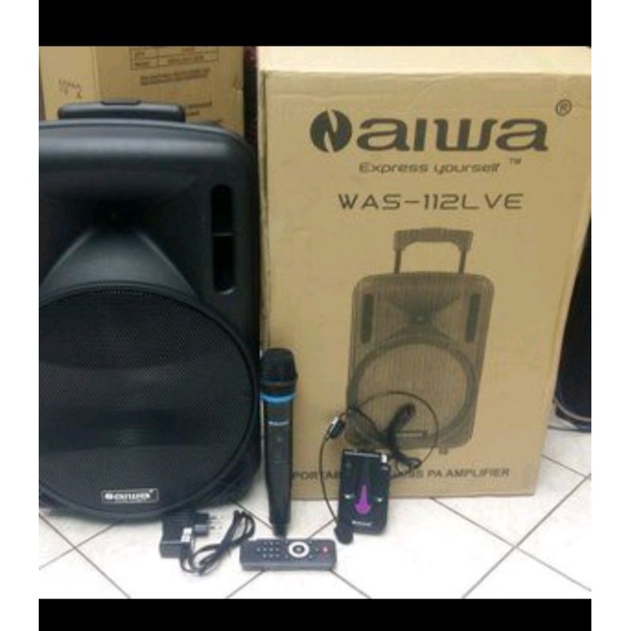 Jual Speaker aktif portable bluetooth 12 inch aiwa 112lve 2 mic