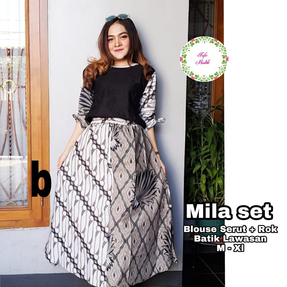 Jual BAJU BATIK WANITA MODEL SETELAN ROK DAN BLUS MASA KINI MILA SET ...