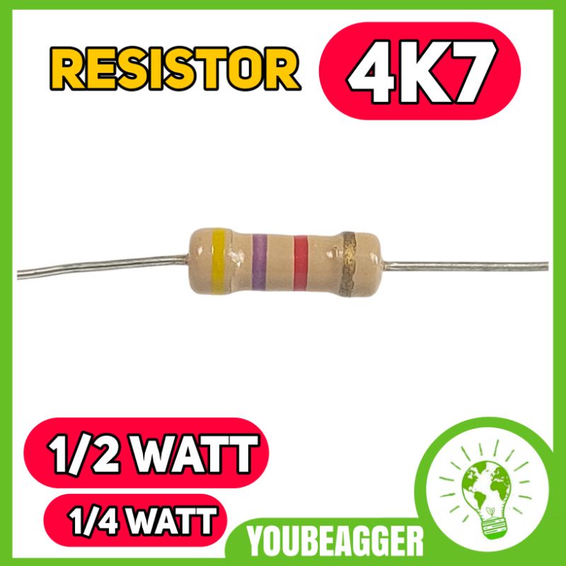 Jual Resistor 4k7 ohm 1/2 Watt 1/4 watt | Shopee Indonesia