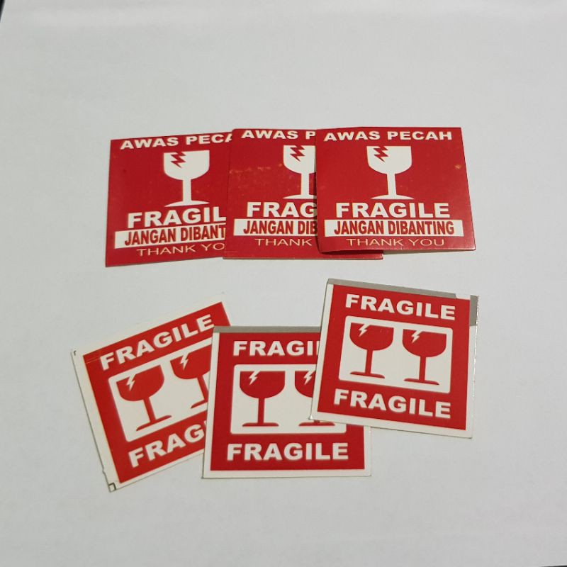 Jual Stiker fragile stiker tempel untuk online shop stiker merah ...