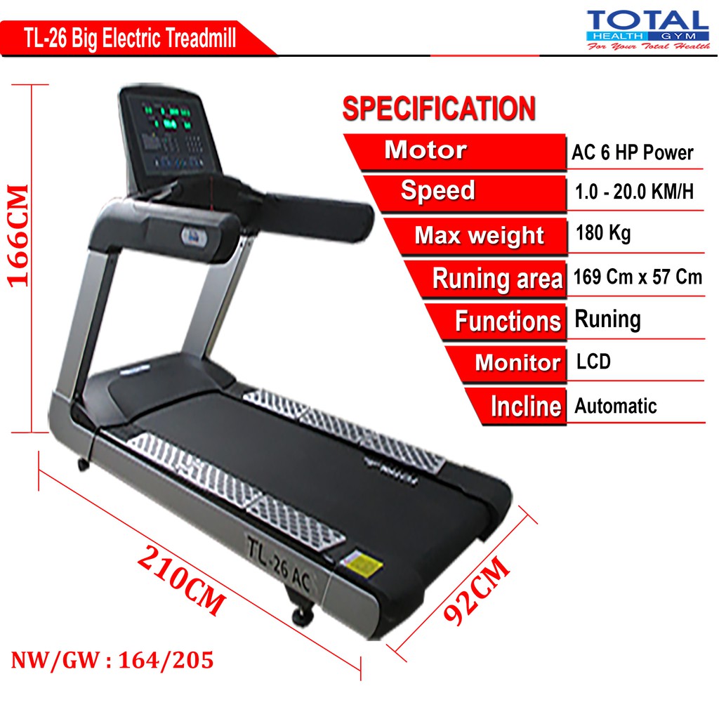 Jual Treadmill TL 26 AC | Elektrik Treadmill Total Fitness | Shopee ...