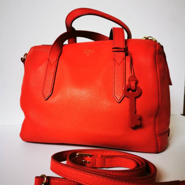 Fossil sydney satchel real on sale red