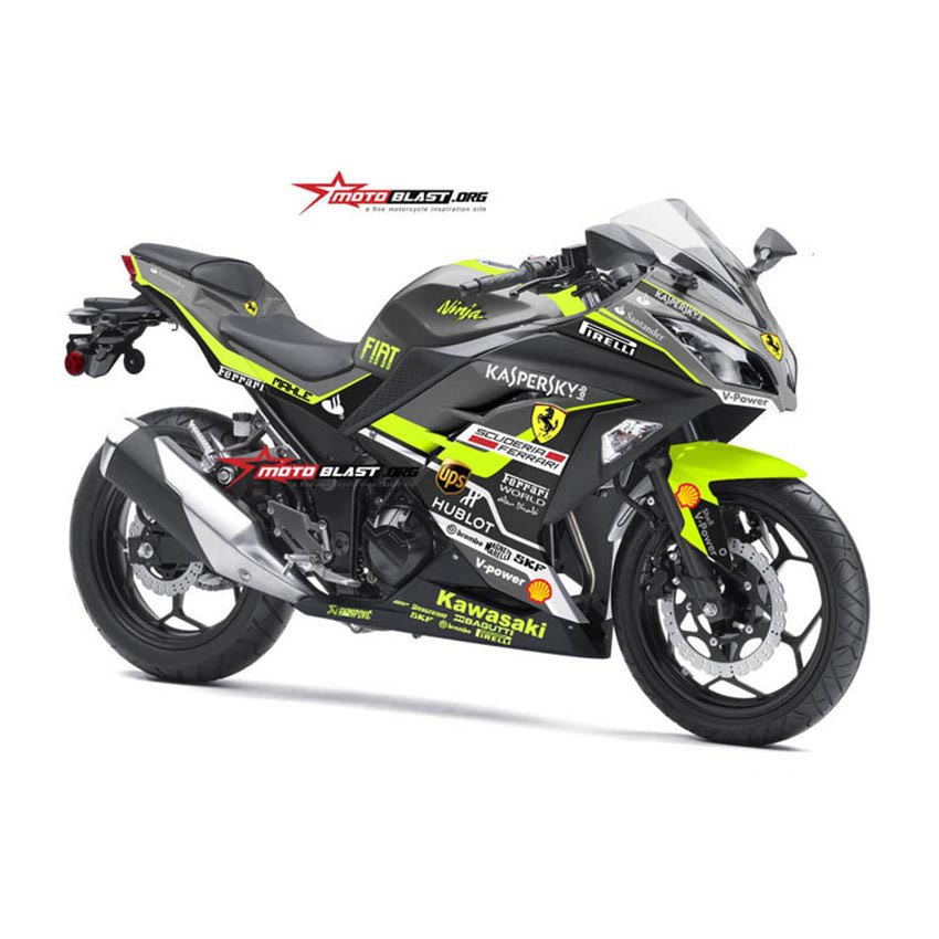 Jual Decal Stiker Ninja 250r Fi Livery Ferrar Grey Yellow Full Body