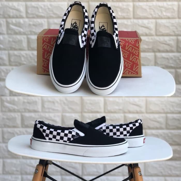 Sepatu Vans Slip On x THRASHER Checkerboard Black White