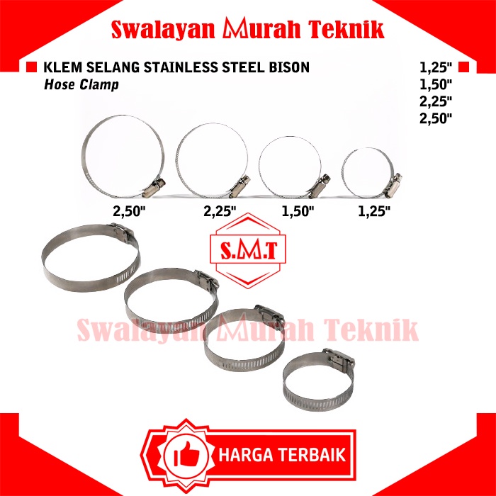 Jual Klem Selang Stainless Steel Bison Hose Clamp