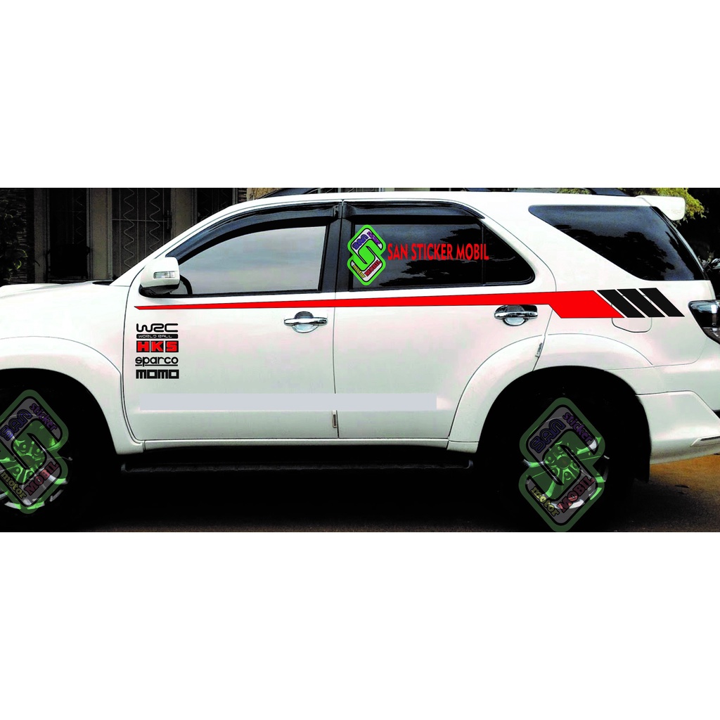 Jual 0203 CUTTING STICKER mobil fortuner pajero sport hitam merah LIST ...