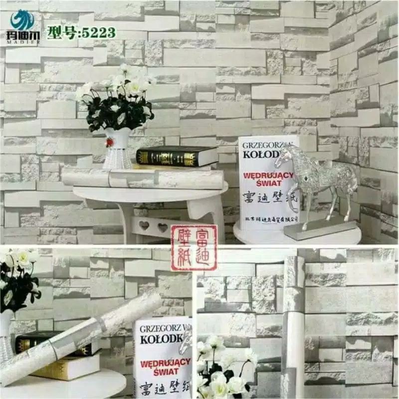 Jual Wallpaper Sticker Dinding Batu Alam Terang 10m X45cm Shopee Indonesia 0380