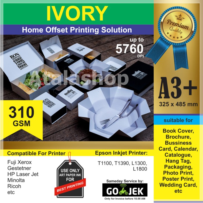 Jual IV300 Kertas KARTON IVORY 300 GSM A3+ (325 x 485 mm) 50 Lembar ...