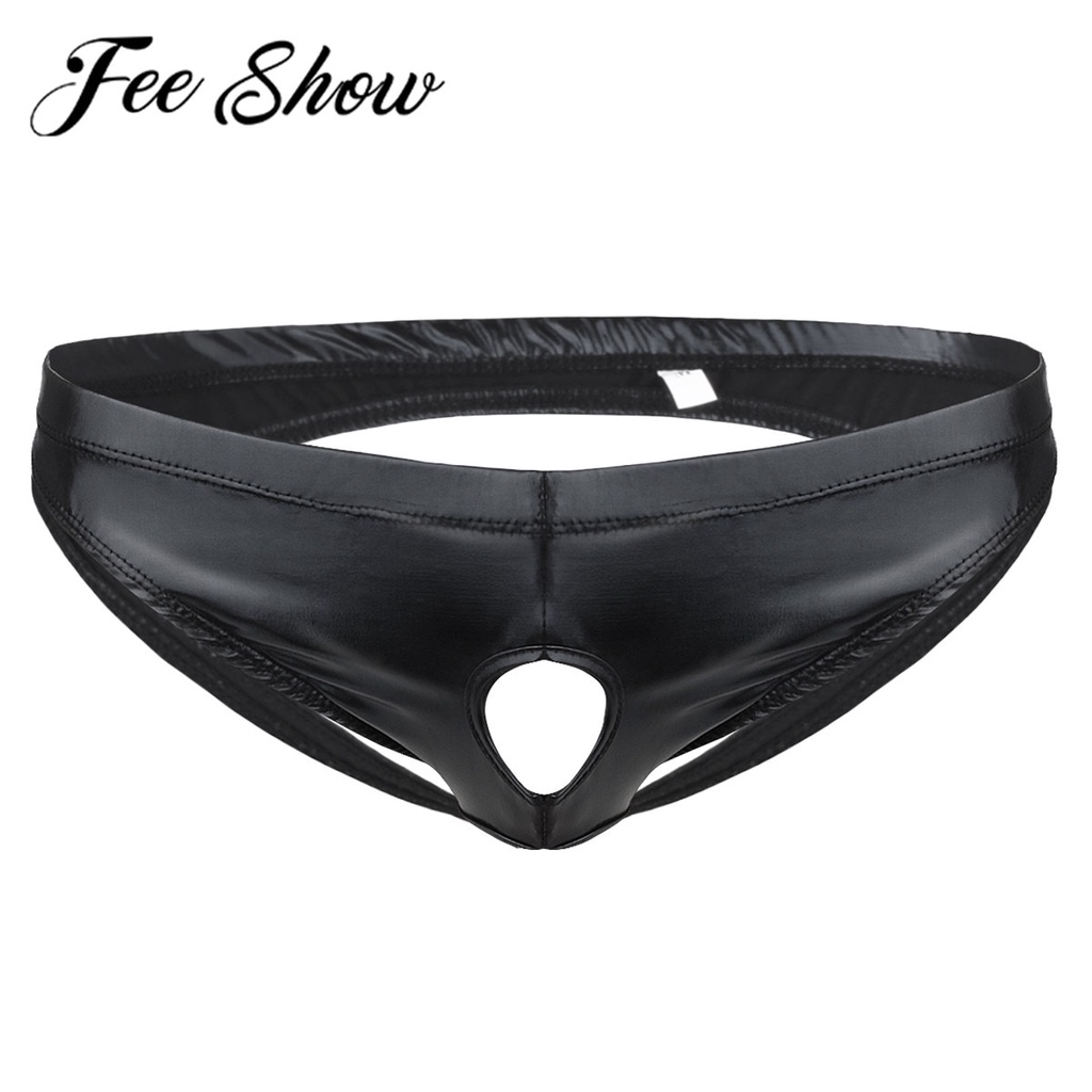 Jual Preorder Mens Lingerie Panties Shiny Patent Leather Bikini Briefs Male Exotic Underwear 4563