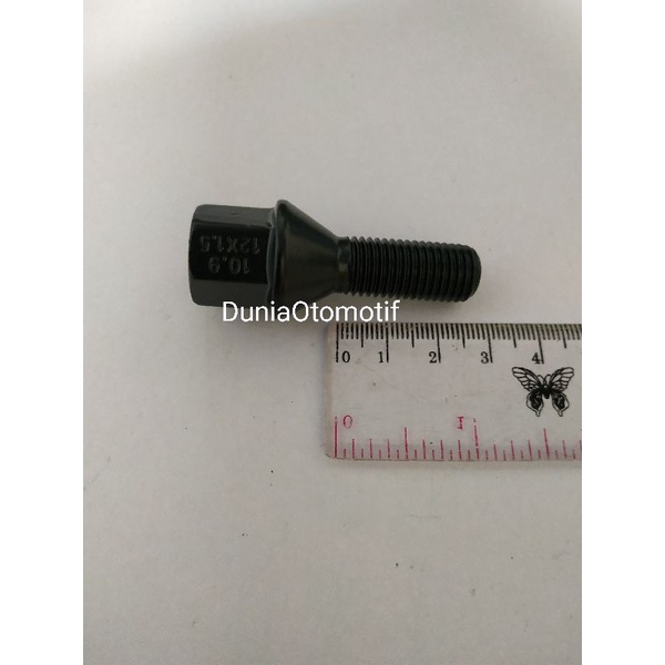 Jual Baut Roda Mercy / BMW 12mm x 1.5 Hitam Panjang Ulir 2.8 Cm ...