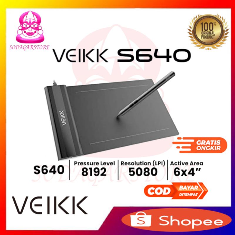 Jual VEIKK S640 Digital Graphic Drawing Pen Tablet Gambar dan OSU 8192 Pres Shopee Indonesia