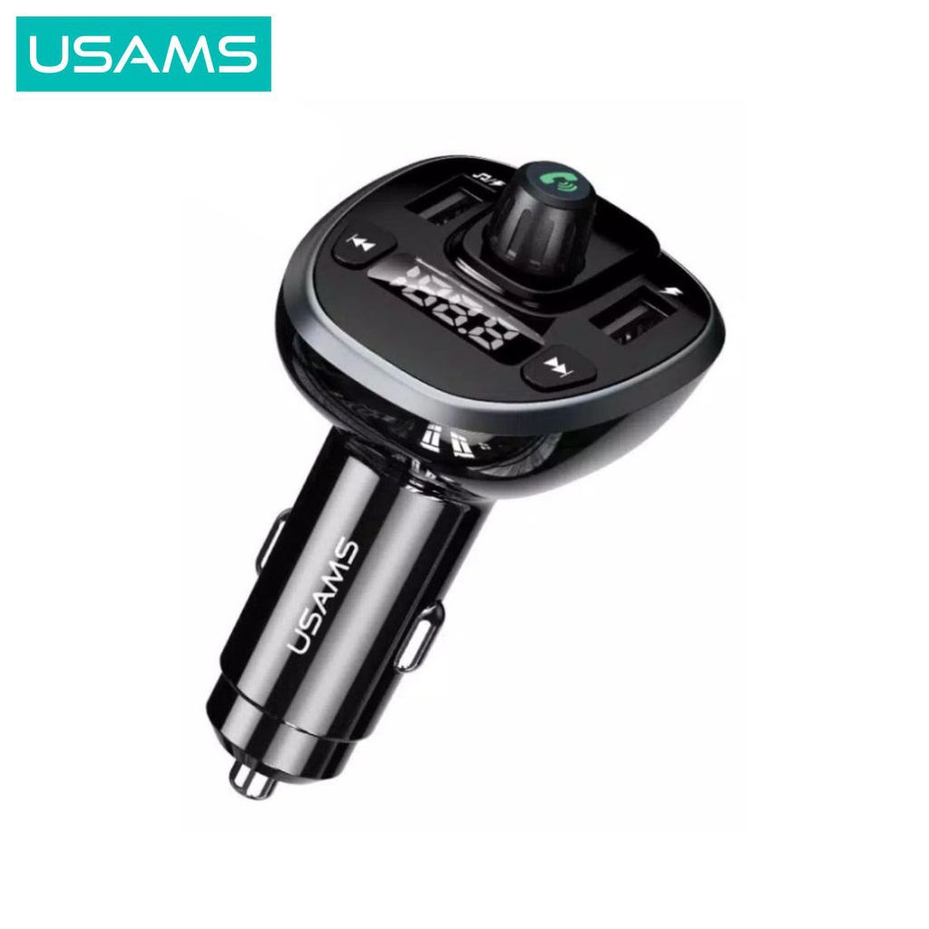 USAMS C21 Charger Mobil FM Transmitter Bluetooth Digital Display Wireless  Dual USB Fast Charge