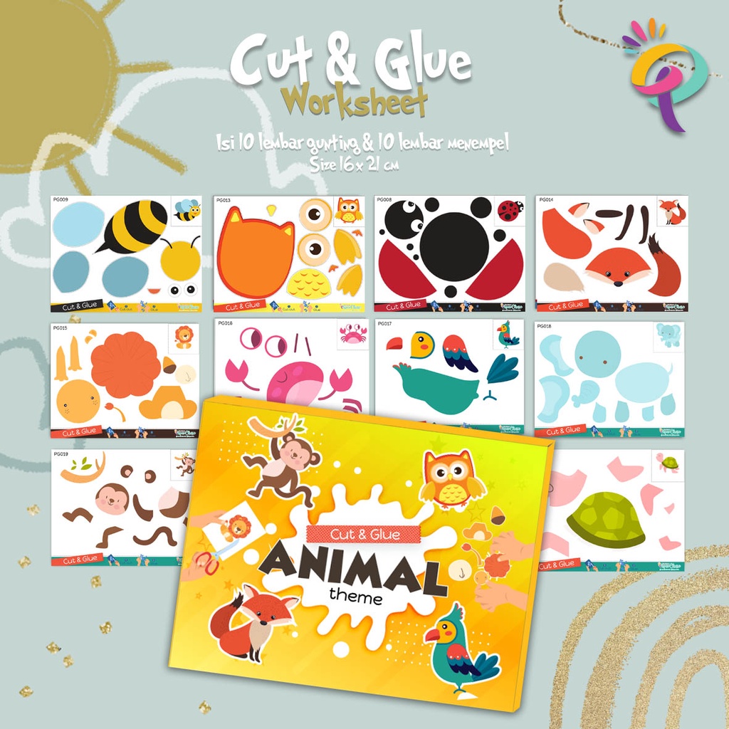 Jual Mainan Edukasi Anak Worksheet Aktivitas Cut & Paste tema Animal