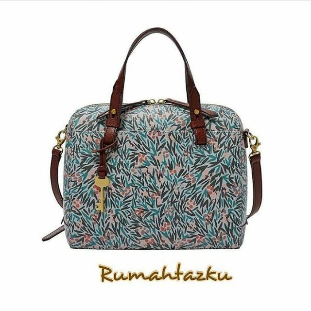 Fossil rachel satchel blue floral deals