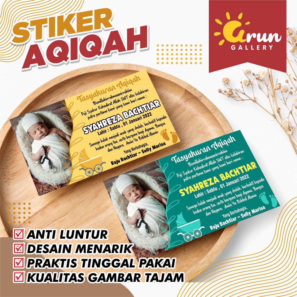 Jual Sticker Aqiqah Stiker Kelahiran Bayi Stiker Puputan Kartu Nama Bayi Stiker Bayi