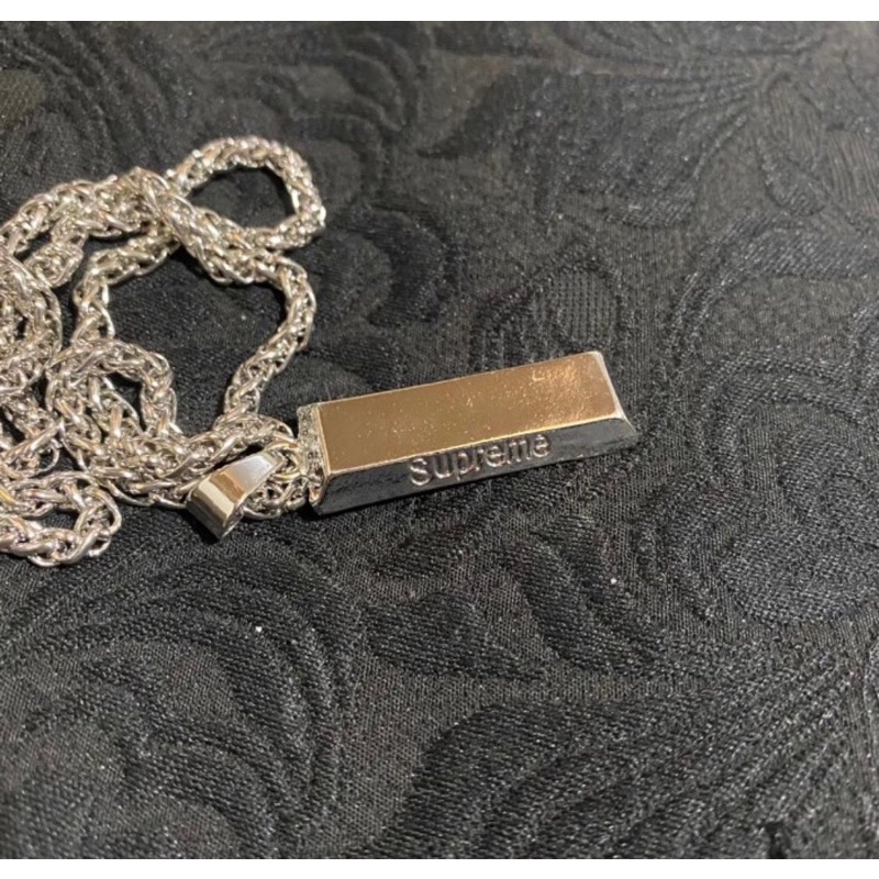 Supreme silver store bar necklace