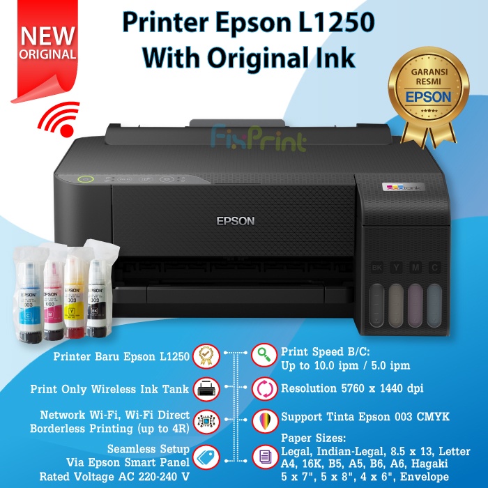 Jual Printer Epson L1250 Black Inktank Printer Epson L1256 White Single Function Print Wireless 1985