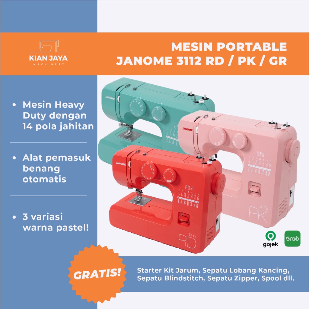 Jual Mesin Jahit Portable Janome Pink Green Red Janome