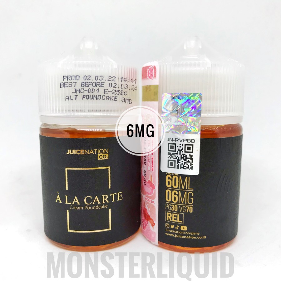 Jual A LA CARTE HITAM CREAM POUNDCAKE BY JUICENATION 6MG 60ML ALA
