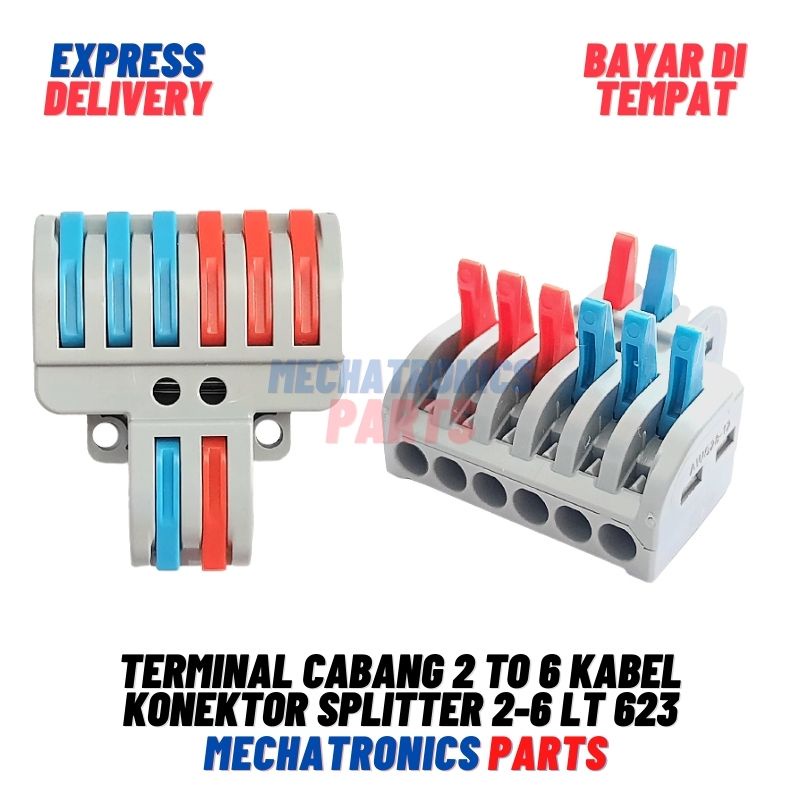 Jual Terminal Cabang 2 to 6 Kabel Konektor Splitter 2-6 LT 623 Wago SPL ...