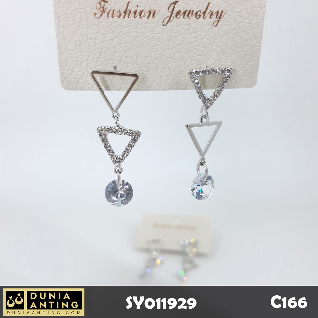 Jual [DISC] C166 Anting Tusuk Dual LeftRight Opposite Silver Permata ...
