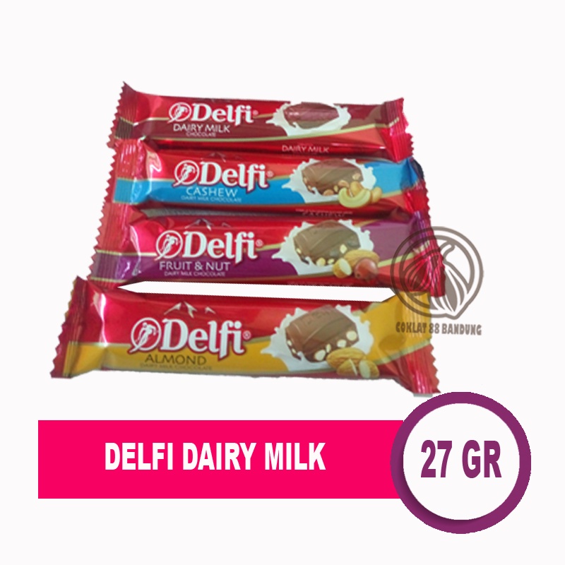 Jual Coklat Delfi Dairy Milk 25grgram Ex 27 Gr Premium Bar Cokelat Milk Almond Cashew Fruit 2377