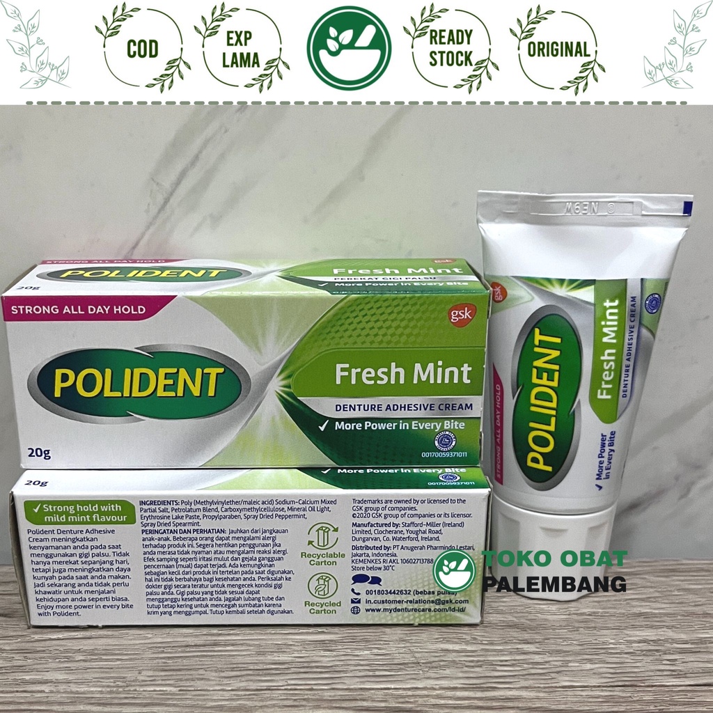 Jual POLIDENT 20 GRAM PEREKAT GIGI TIRUAN FRESH DENTURE ADHESIVE CREAM