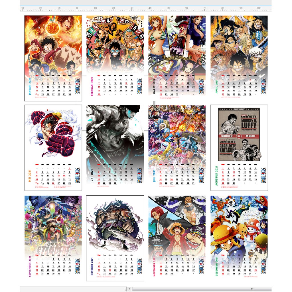 Jual Kalender Dinding 2024 ONE PIECE Desain Bebas Bisa Custom Shopee Indonesia