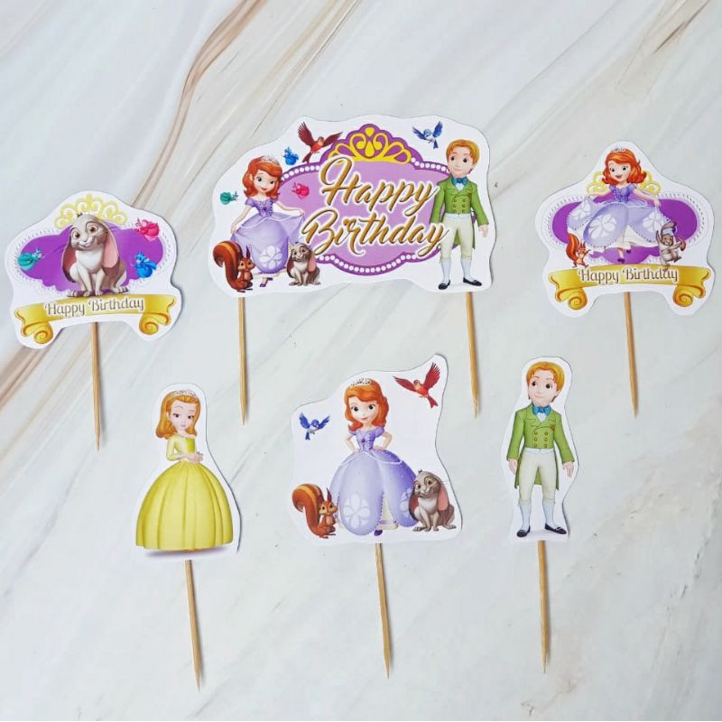 Jual SK Sofia The First Cake Topper Birthday 1 set isi 6 pcs | Shopee ...