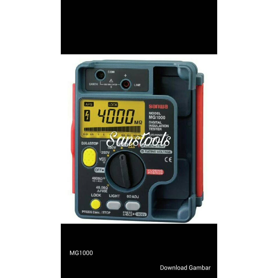 Jual SANWA MG1000 DIGITAL INSULATION TESTER MEGGER 1kV MG-1000 ASLI ...