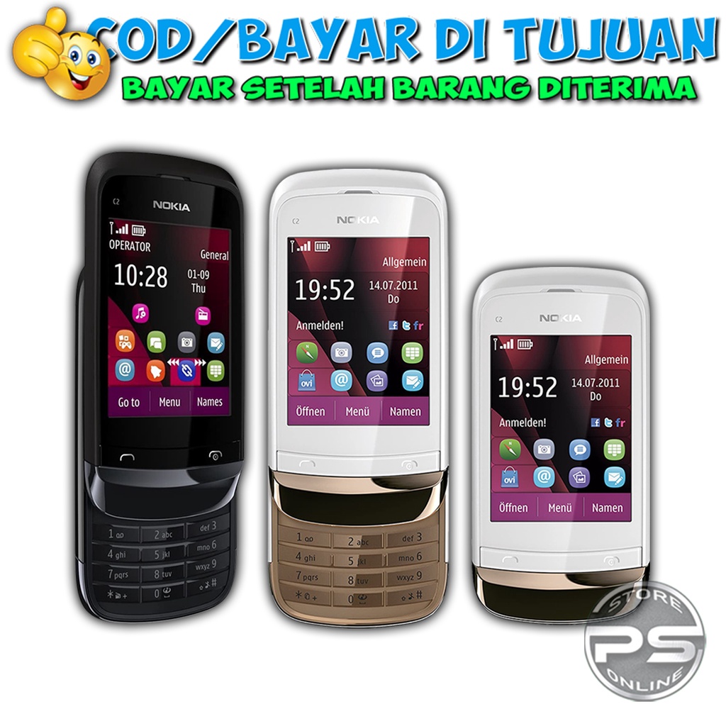 Jual Hp Nokia C2 02 Sliding Hp Layar Sentuh Hp Sliding Geser Aplikasinya Lengkap 8711