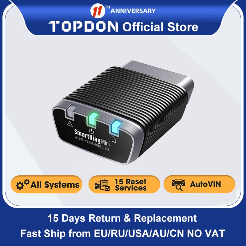 Jual PREORDER Topdon SmartDiag Mini Full OBD2 Wireless Bluetooth Scanner Tool 15 Special
