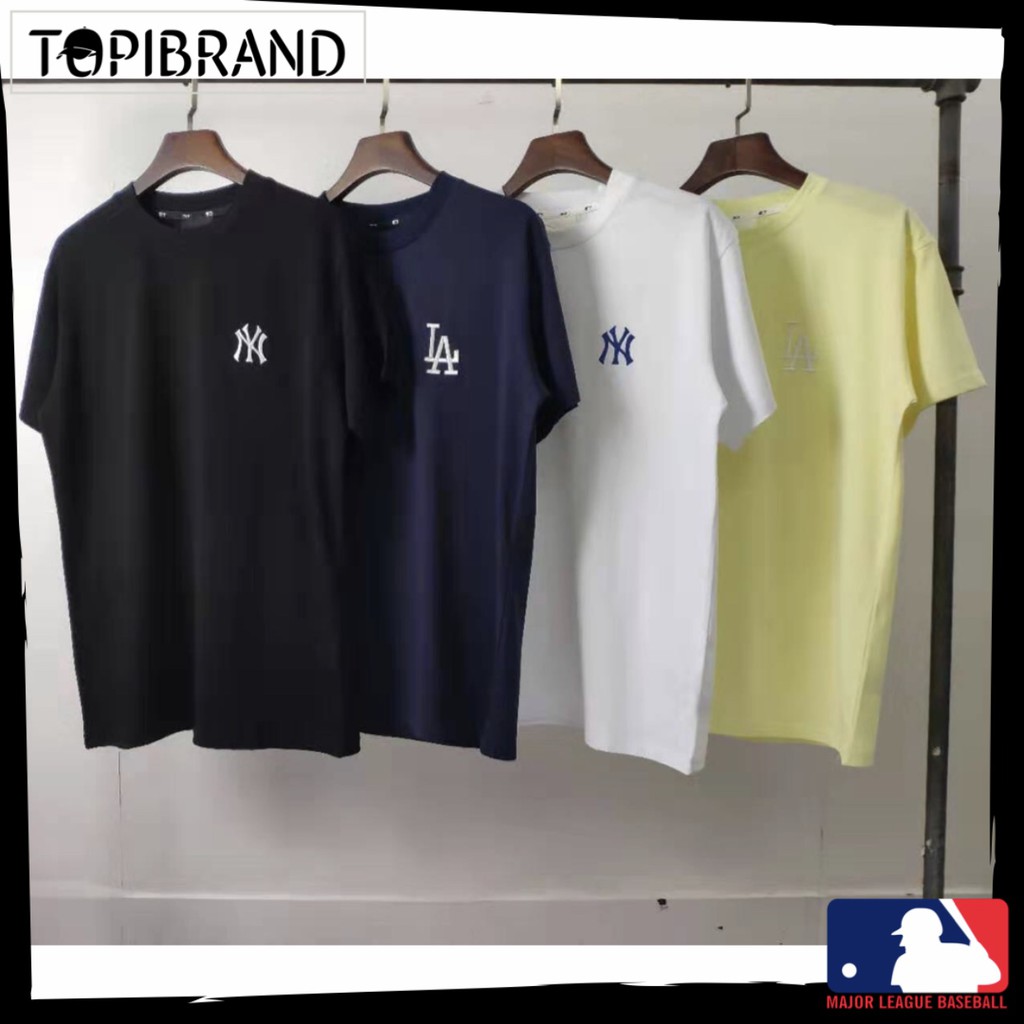 pakaian atasan kaos MLB-Korean Tshirt NY Big Logo In White sz XS