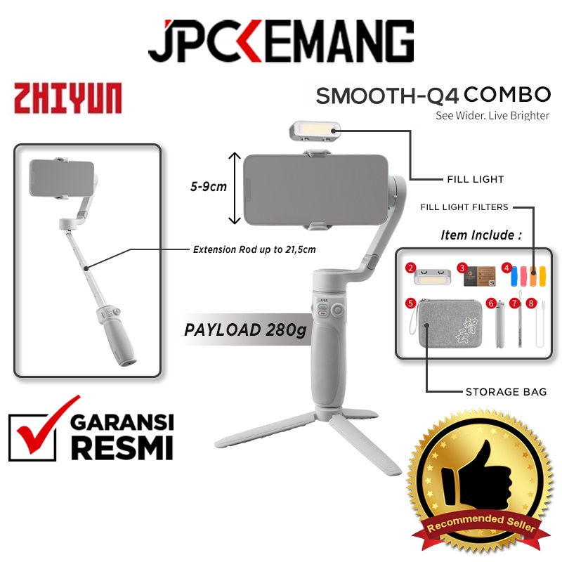 thumbnail image 2 of ZHIYUN SMOOTH Q4 Combo 3-Axis Foldable Smartphone Gimbal With Magnetic Fill Light 2 of 5