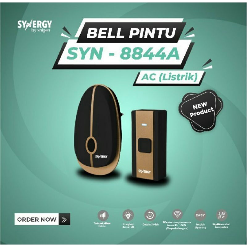 Jual Synergy Bell Remote rumah wireless tanpa kabel SYN 8844A AC ...