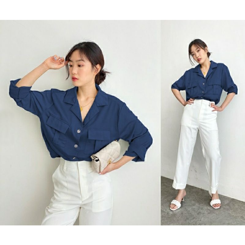 Jual Hem pocket besty ms.Bahan twill rayon ld 110cm pj 60cm dpn kancing ...
