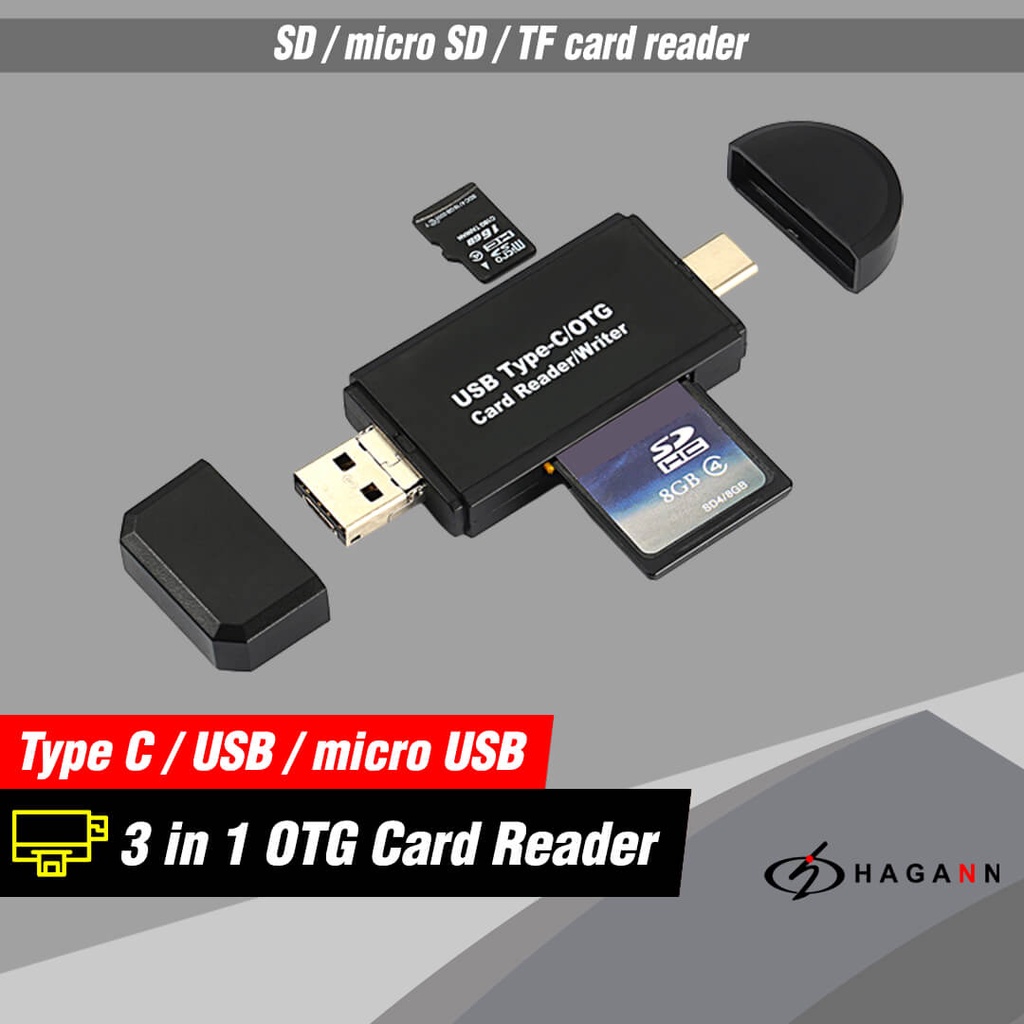 Jual Card Reader Micro SD / SD Card Rider Micro USB / USB / Type C OTG ...